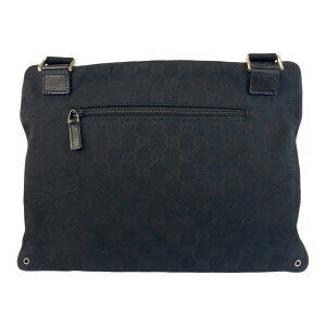 Gucci leather shoulder bag GG messenger black canvas